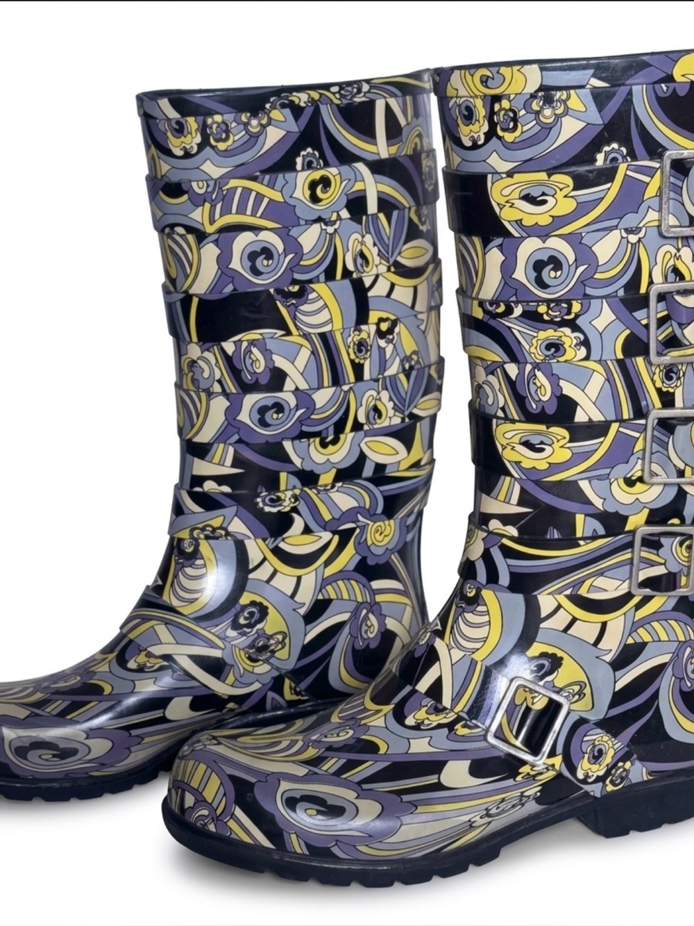 Jeffrey Cambell Vintage Psychedelic Paisley rain  boots SZ 8 NWOT #goth #indie